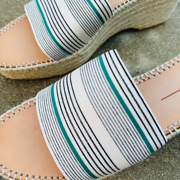 Dolce VITA platform espadrilles wedge heels chunky slides white striped 13 navy - Picture 11 of 11